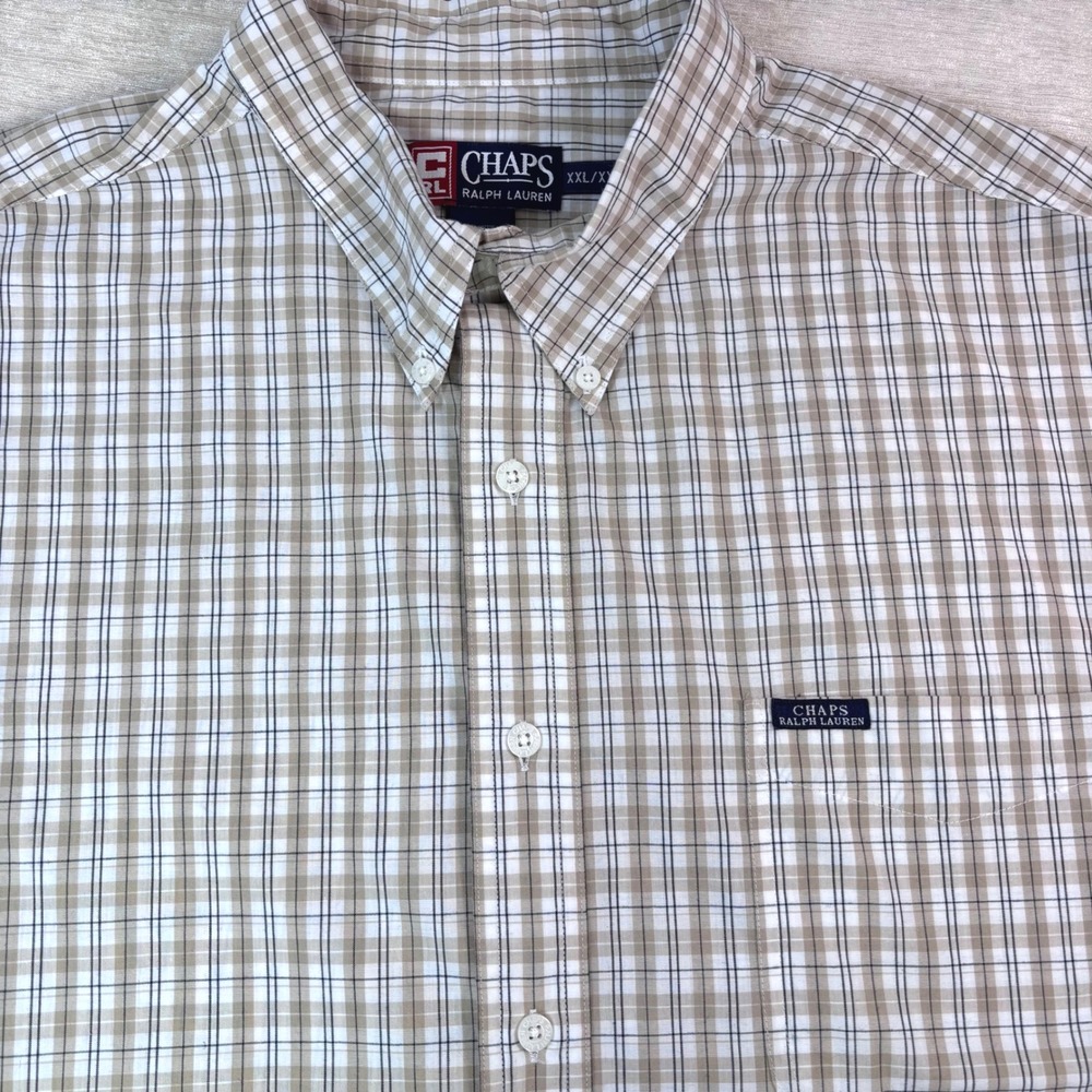 Chaps Ralph Lauren Short Sleeve Plaid Button Down Shirt Mens XXL